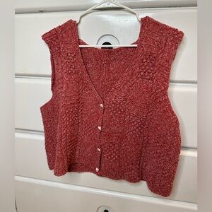 Crocheted pink/red sweater vest